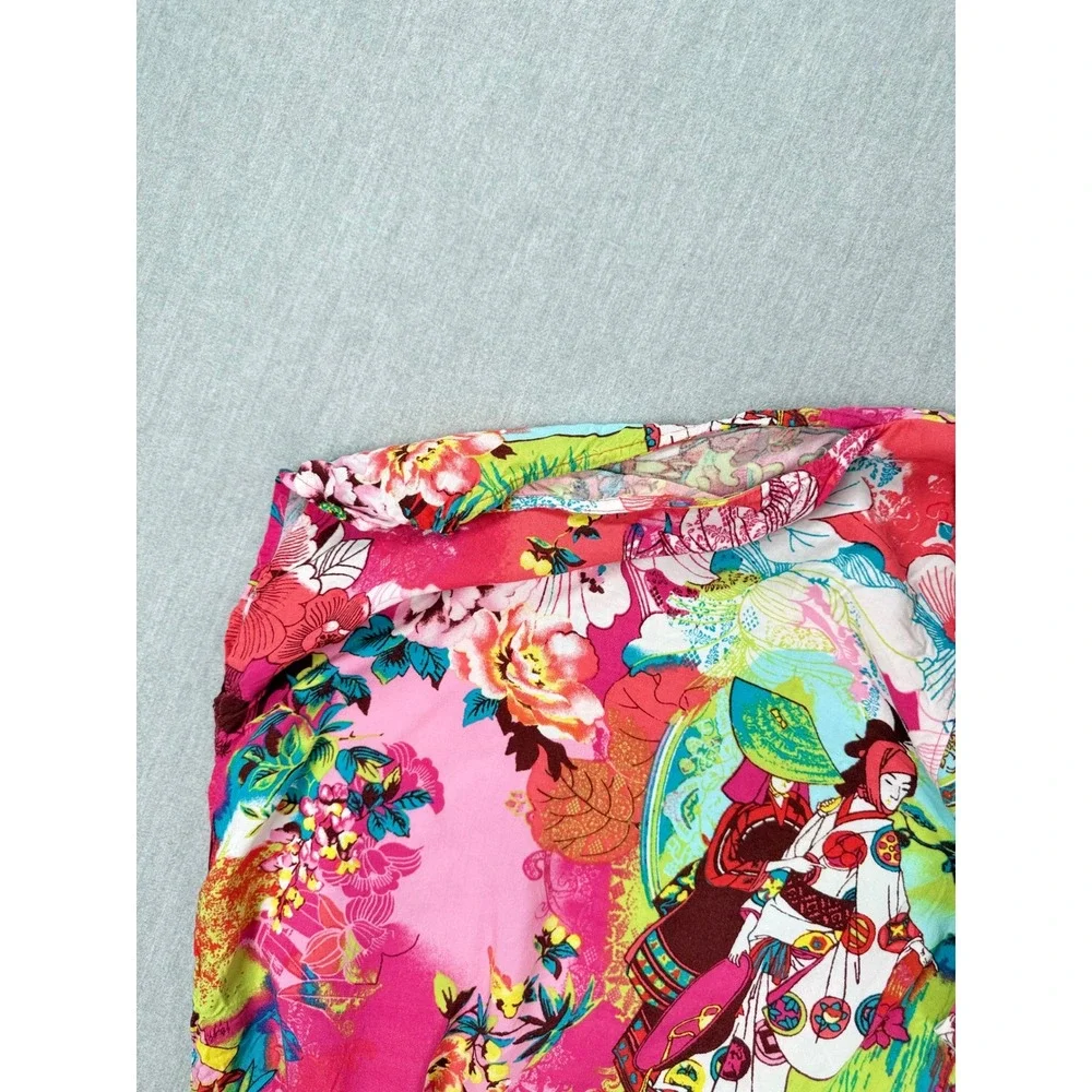 Josie Natori‎ Geisha Floral Print V-Neck Sleep Top Pink Multicolor XS
